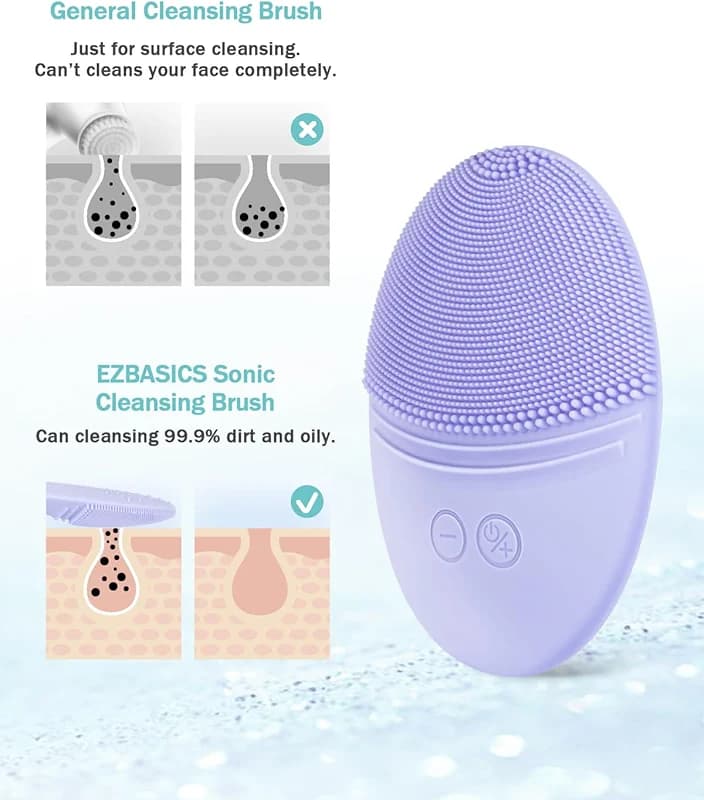 EZBASICS Facial Cleansing Brush Made with Ultra Hygienic Soft Silicone