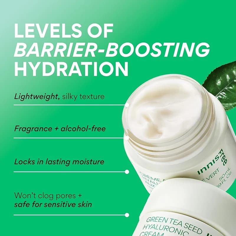 innisfree Green Tea Seed Hyaluronic Acid Cream with Skin Barrier Boosting alternate view 5